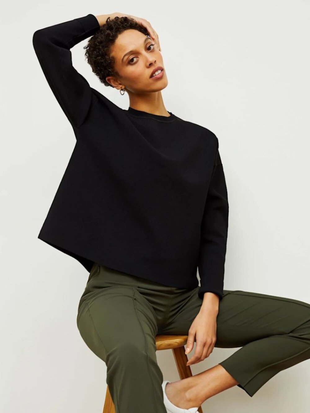 MM LaFleur The Para Sweatshirt Jardigan Knit Black Boxy Fit Minimalist size XL